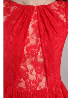 Modest Red Lace Cocktail Dress with Sleeves 2208