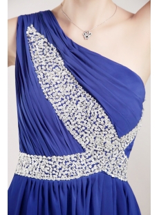 Navy Blue Military Inspired Prom Dresses with One Shoulder