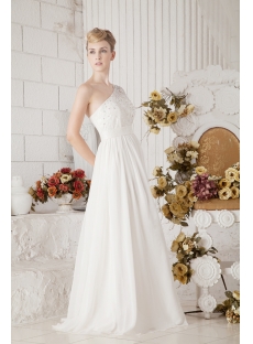 One Shoulder Informal Mature Western Bridal Gown