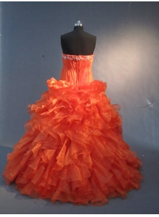 Orange Floor-Length Satin Organza Quinceanera Dress 1754