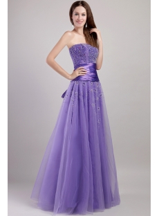 Pretty Purple Long Military Ball Gown 2068