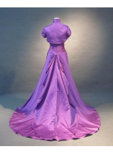 Purple A-Line Floor-Length Satin Prom Dress 5840