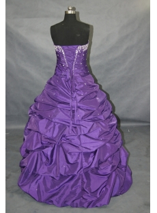 Purple A-Line Strapless Sweetheart Taffeta Plus Size Quinceanera Dress 00117