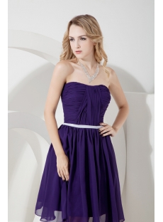 Purple Chiffon Short Beach Bridesmaid Dress