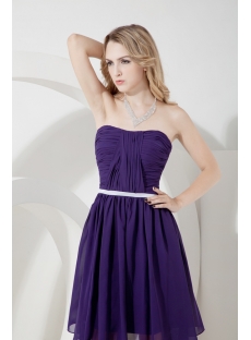 Purple Chiffon Short Beach Bridesmaid Dress