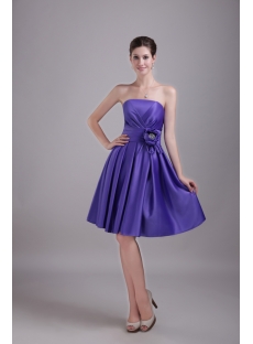 Purple Knee Length Bridesmaid Dress Cheap 1371