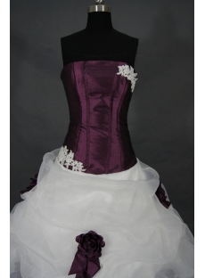 Purple Taffeta And White Organza  Floor-Length Quinceanera Dress 02015