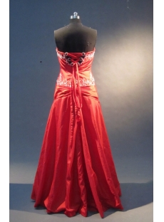 Red A-Line Floor-Length Taffeta Prom Dress 1841