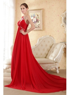 Red Backless Maternity Wedding Gown for Plus Size