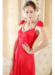 Red Beautiful Mature Bridal Dress with Cap Sleeves