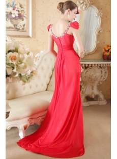 Red Beautiful Mature Bridal Dress with Cap Sleeves