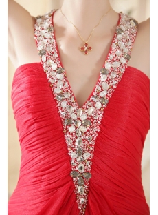 Red Halter Column Chiffon Elegant Bridal Gown