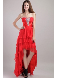 Red High to Low Prom Dress with Sweetheart  1993