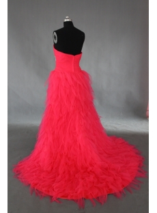 Red Long / Floor-Length Satin Tulle Prom Dress IMG_0246