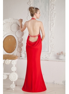 Red Sexy Beach Evening Dress with Open Back