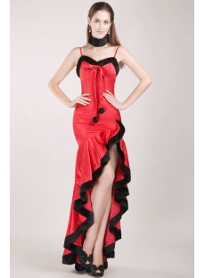 Red and Black High-low Sexy Christmas Prom Dress for Winter