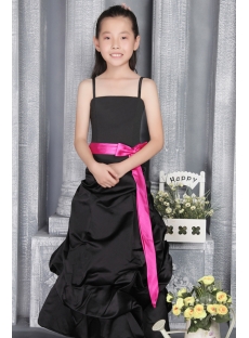 Romantic Black and Hot Pink Junior Bridesmaid Gown 2786