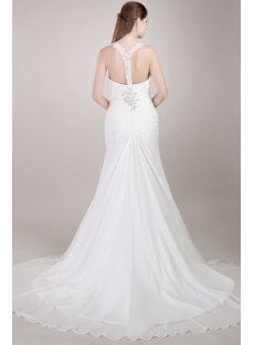 Romantic Cheap Beach Bridal Gowns with T-Back