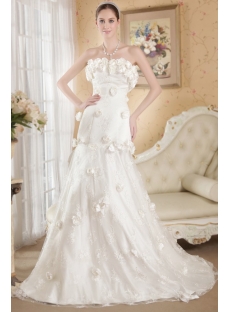 Romantic Sheath Princess Bridal Gown with Flowers