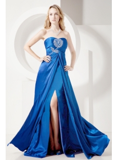 Royal Blue Plus Size Evening Dress with Slit Front
