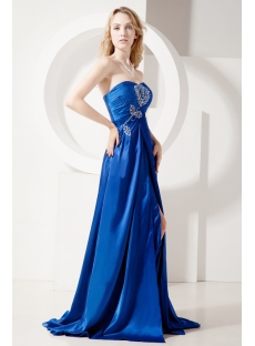 Royal Blue Plus Size Evening Dress with Slit Front