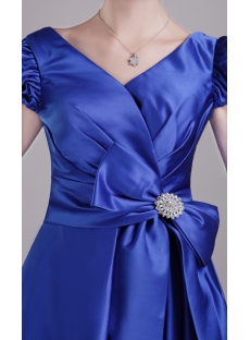 Royal Blue V-neckline Homecoming Dress with Cap Sleeves 1312