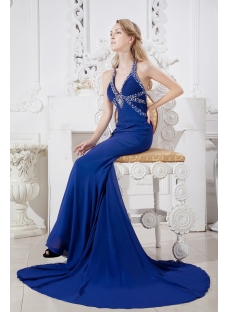 Royal Haler Sexy Evening Dress with Train