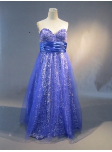 Royalblue A-Line Ball Gown Satin Tulle Prom Dress 1586