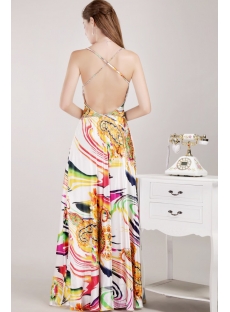 Sexy Colorful Printed Evening Gowns with Open Back