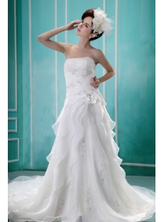 Sheath/Column Sweetheart Court Train Chiffon Wedding Dress With Ruffle H-017