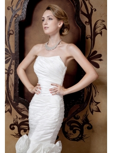 Sheath Strapless Cheap Bridal Gowns with Flowers
