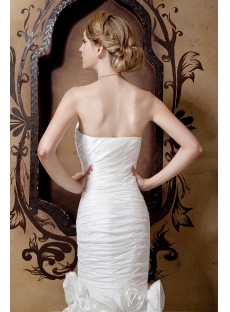 Sheath Strapless Cheap Bridal Gowns with Flowers