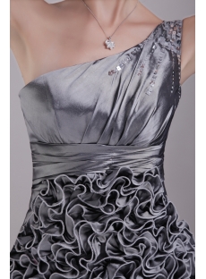 Silver Ruffled Short Quince Gown Dress 1322