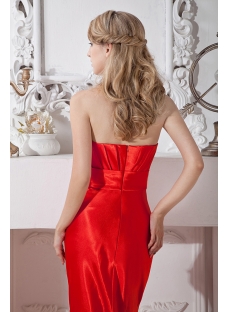 Simple Cherry Red Sheath Bridesmaid Gown