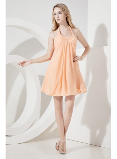 Simple Orange Halter Homecoming Dress