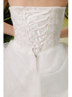 Strapless Floor-Length Satin Organza Wedding Dress With Ruffle Lace Beadwork