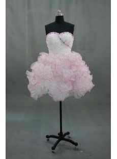 Strapless Knee-Length Organza Homecoming Dress With Ruffle 02848