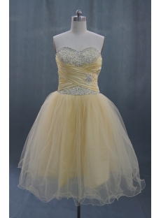 Strapless Knee-Length Organza Homecoming Dress With Ruffle 03671
