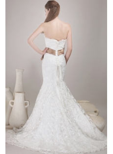 Strapless Sheath Lace Bridal Gown with Sash