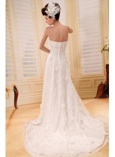 Sweetheart Chapel Train Satin Lace Beach Wedding Dress With Sashes Beadwork Sequins F-099