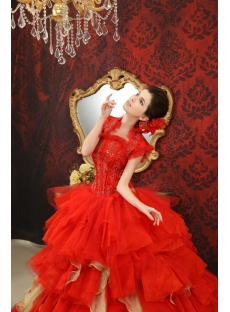 Sweetheart Organza Quinceanera Dress With Embroidered Ruffle Beading Sequins 