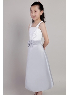 Tank Straps Silver and Ivory Flower Girl Dress 2142