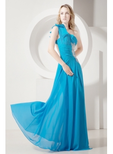 Teal Chiffon Sexy Evening Dress with Open Back