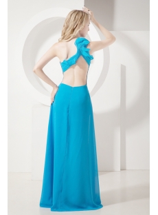 Teal Chiffon Sexy Evening Dress with Open Back