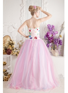 Traditional Colorful Quinceanera Dress with Embroidery