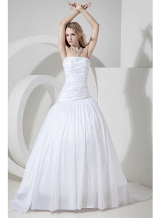 White Cheap Ball Gown Wedding Dress with Train