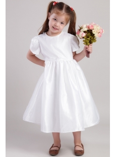 White Cute Flower Girl Dresses with Petal Sleeves 2018