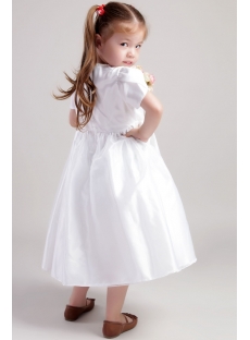 White Cute Flower Girl Dresses with Petal Sleeves 2018