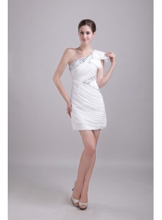 White One Shoulder Cocktail Dress Short 1209