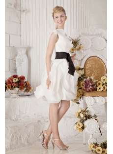 White and Black Short Bridal Gown for Outdoor